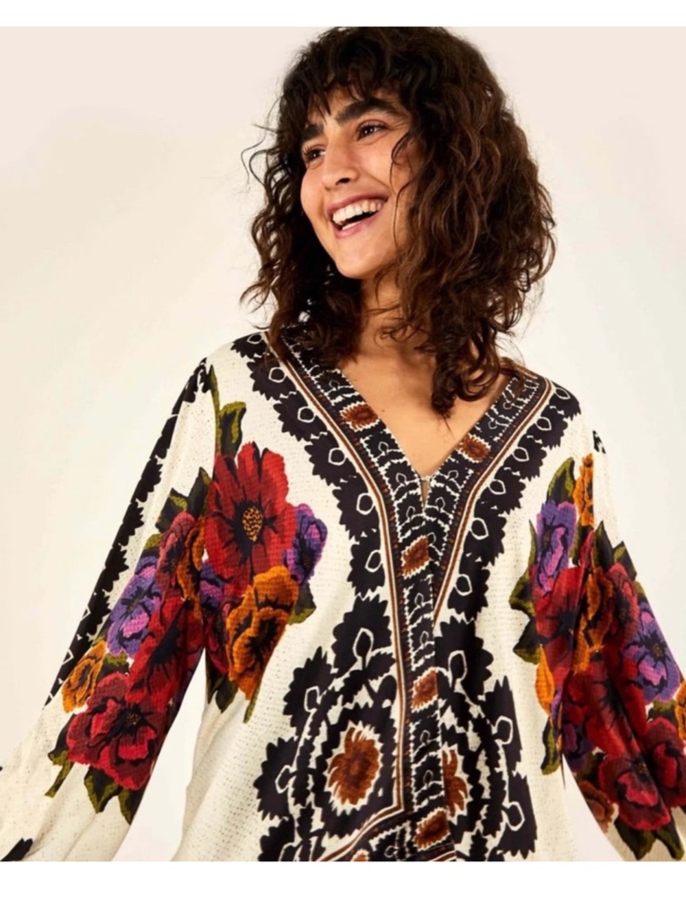 Farm Rio NWT Flower Tapestry Blouse Medium (but flowy and oversized) ret $195